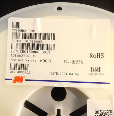CBG160808U601T SMD Ferrite Beads Surface Mount Package 0603 Resistance DC 0.50Ω